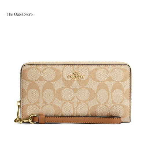 COACH LONG ZIP AROUND WALLET IN SIGNATURE CANVAS(KHAKI)
