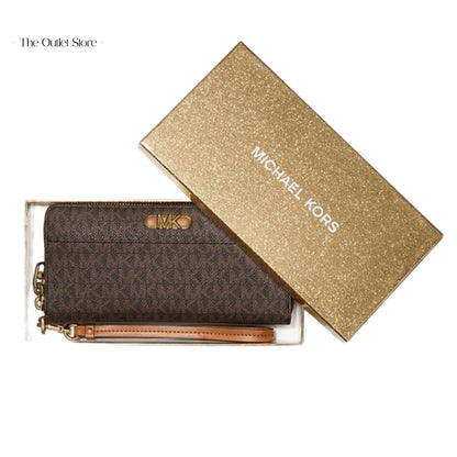 MICHAEL KORS PARKER LARGE LOGO CONTINENTAL WALLET (BROWN)