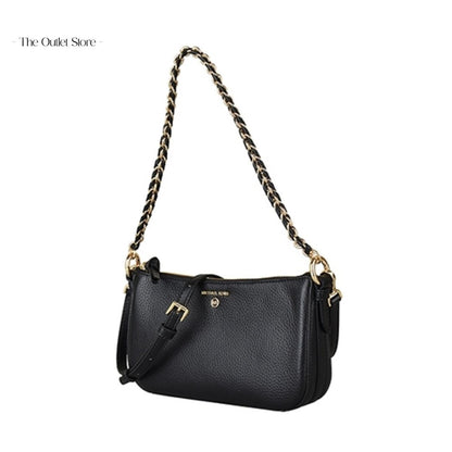 MICHAEL KORS JET SET MEDIUM LEATHER AND LOGO 4-IN-1 CROSSBODY BAG SET (BLACK)