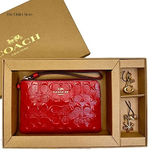 COACH BOXED CORNER ZIP WRISTLET IN SIGNATURE LEATHER