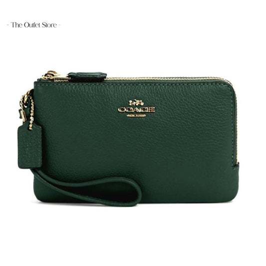 COACH DOUBLE CORNER ZIP WRISTLET (Everglade Green)
