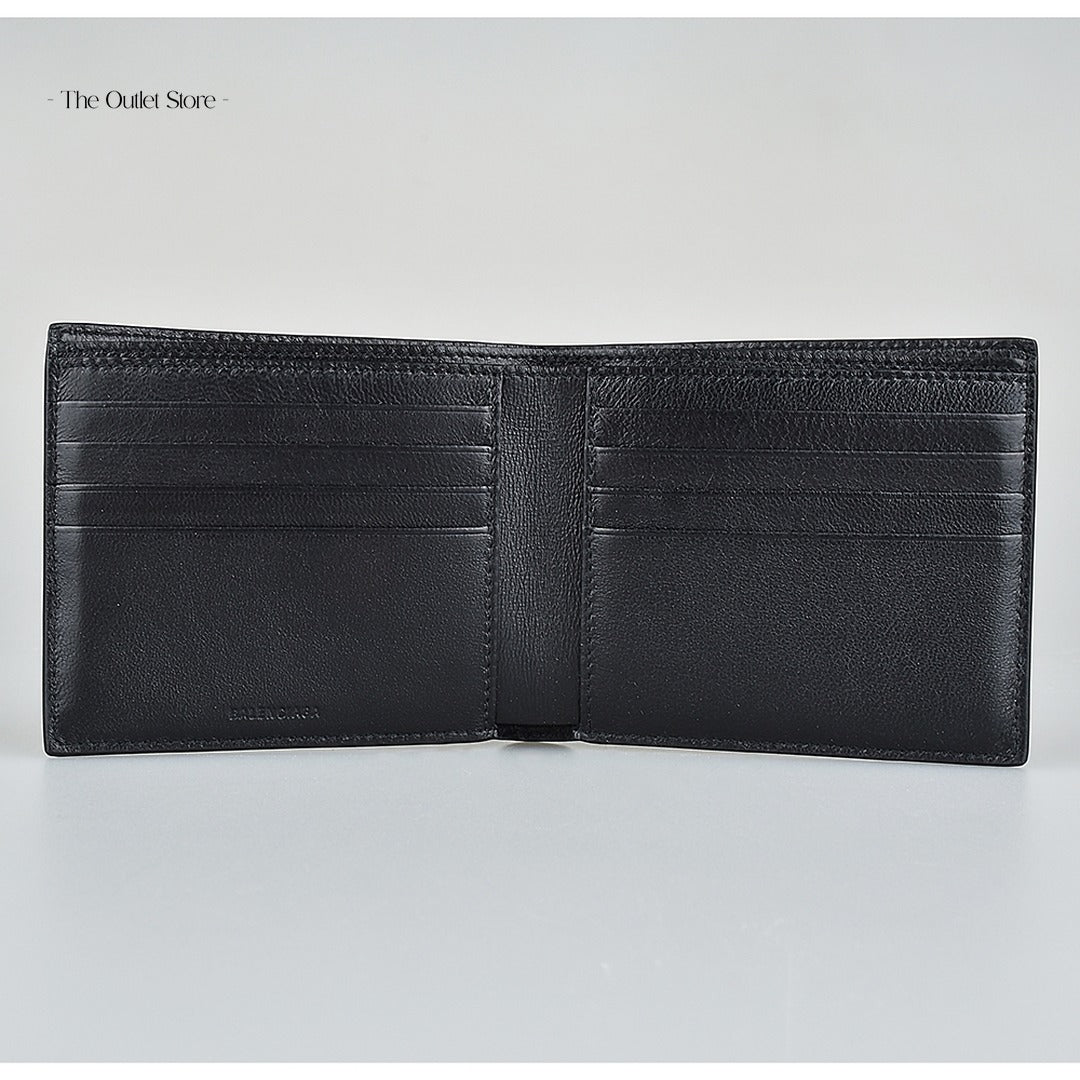 Balenciaga Cash Square Folded Wallet 594549 Black White – Open Interior View