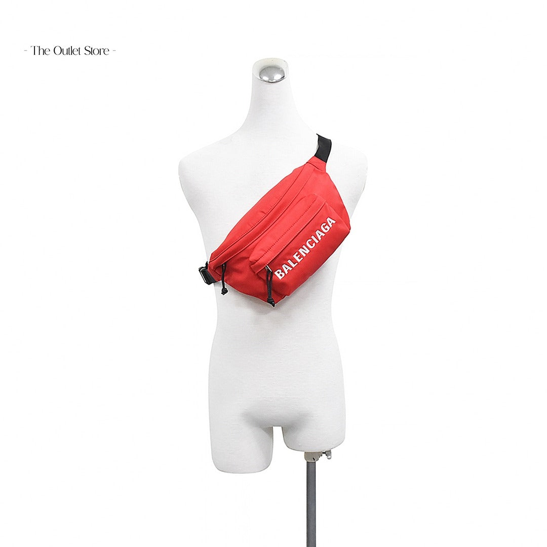 Balenciaga Wheel Belt Bag 533009 Bright Red – Worn Crossbody View