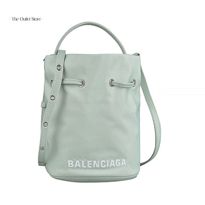 Balenciaga Wheel XS Drawstring Bucket Bag 656682 Light Green – Front View