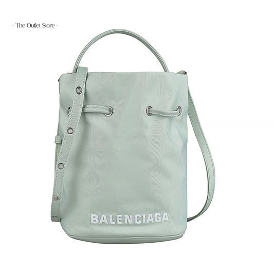 Balenciaga Wheel XS Drawstring Bucket Bag 656682 Light Green – Front View