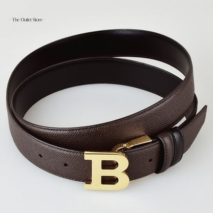 Bally B Buckle 35mm Reversible Belt 6226626 Coffee Black – Coiled View