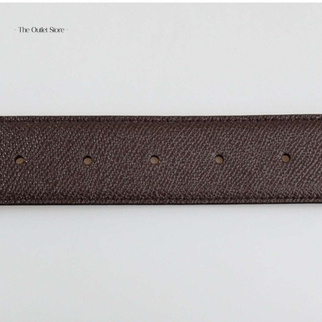 Bally B Buckle 35mm Reversible Belt 6226626 Coffee Black – Strap Detail View