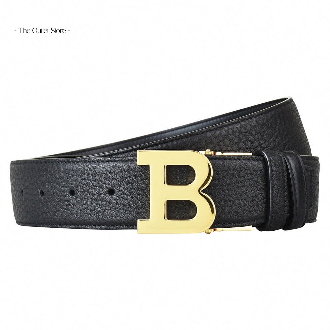 Bally B Buckle 40mm Leather Belt 6229111 Black – Front View