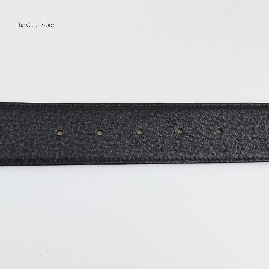 Bally B Buckle 40mm Leather Belt 6229111 Black – Strap Detail View