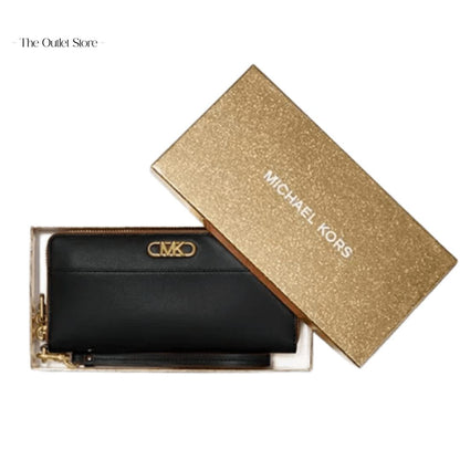 MICHAEL KORS PARKER LARGE LOGO CONTINENTAL WALLET (BLACK)