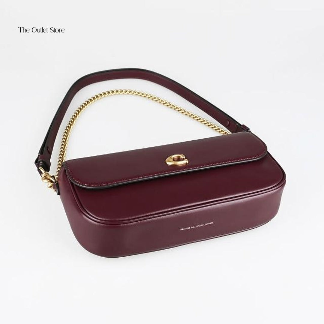Coach Brook Flap Chain Bag CAN90 Merlot – Top View with Chain Strap