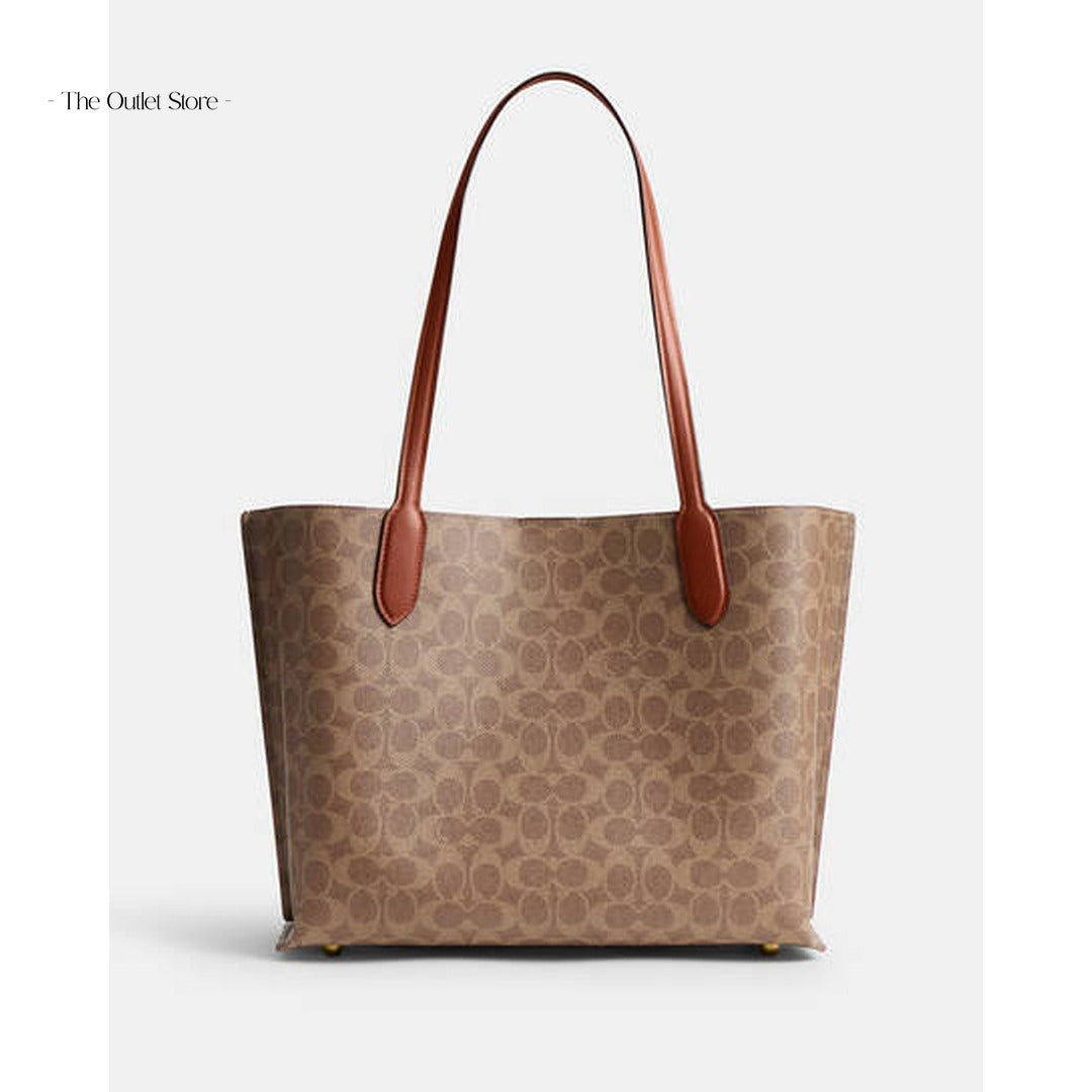 Coach Willow Signature Canvas Tote Bag C0693 Tan Rust – Back View