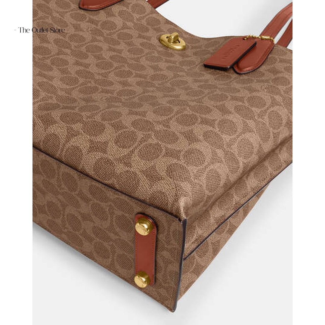 Coach Willow Signature Canvas Tote Bag C0693 Tan Rust – Base and Feet Detail