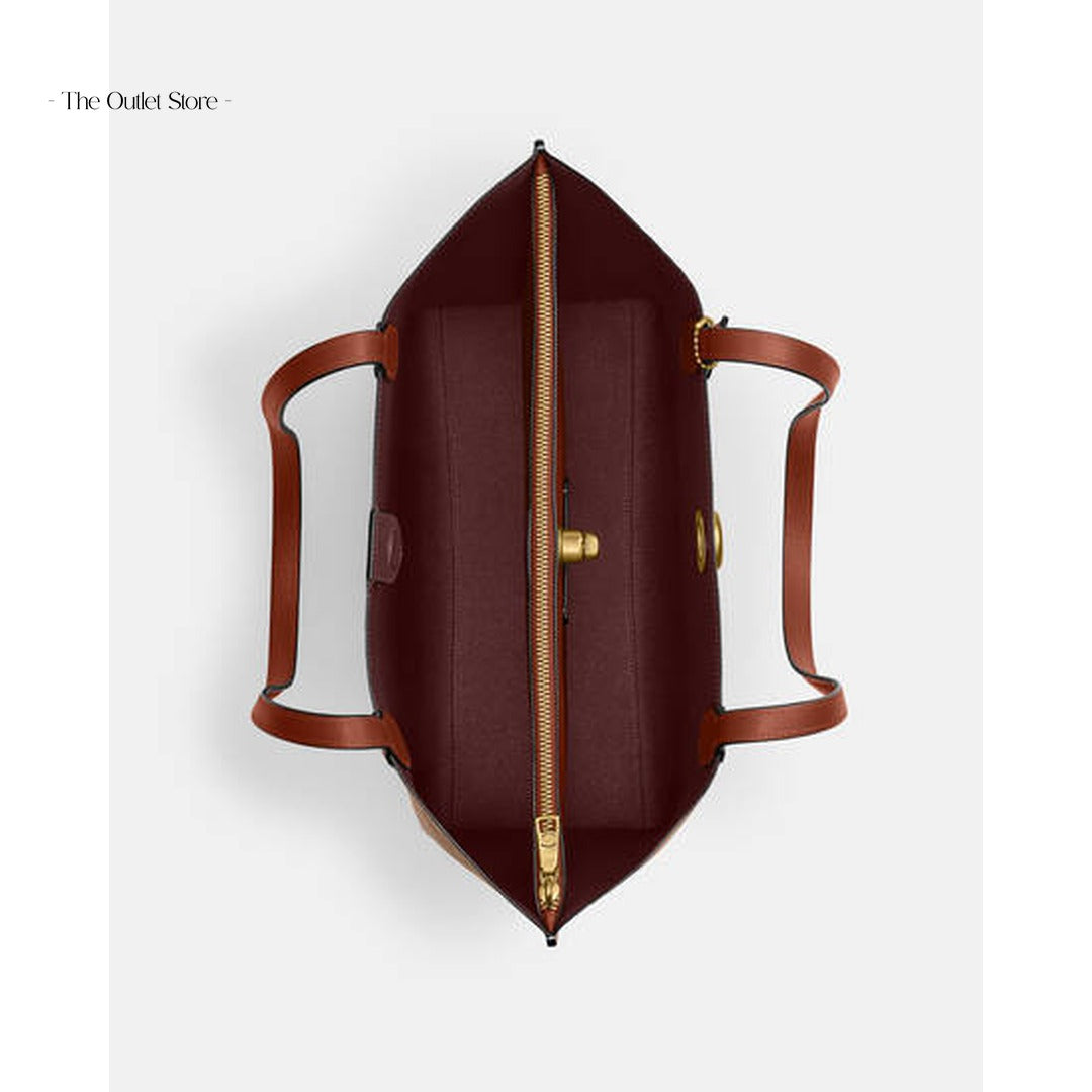 Coach Willow Signature Canvas Tote Bag C0693 Tan Rust – Interior View