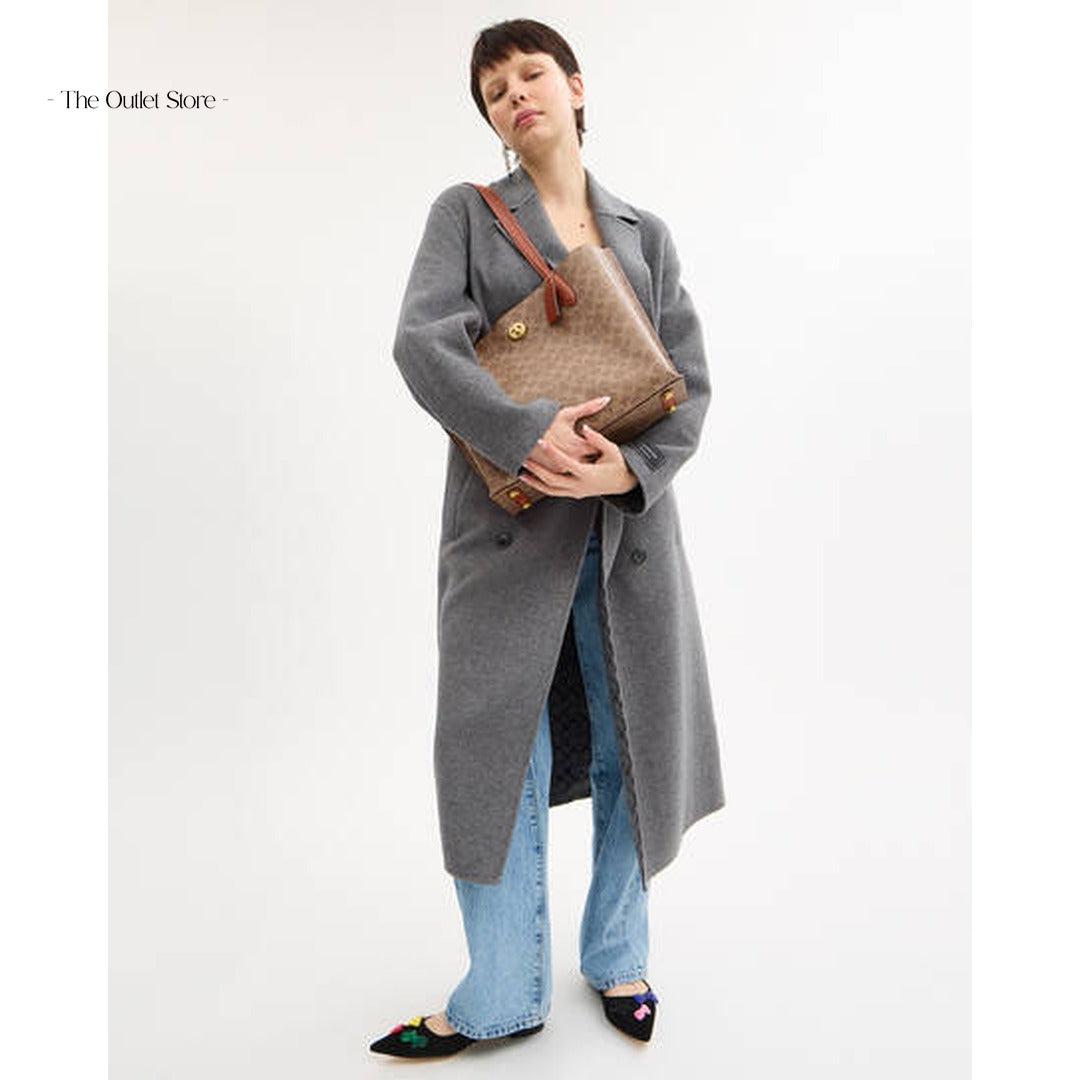 Coach Willow Signature Canvas Tote Bag C0693 Tan Rust – On-Model View