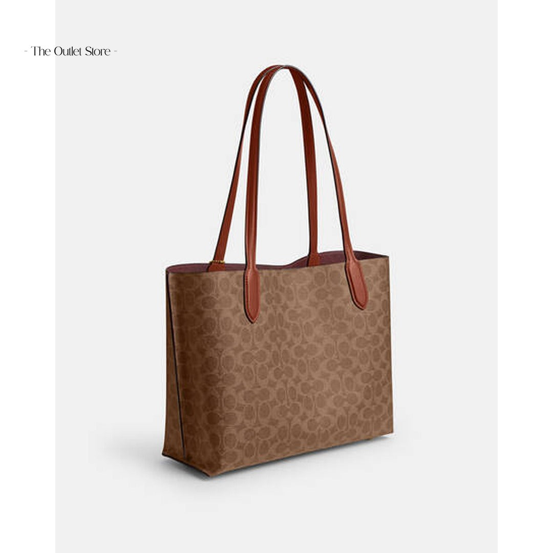 Coach Willow Signature Canvas Tote Bag C0693 Tan Rust – Side View