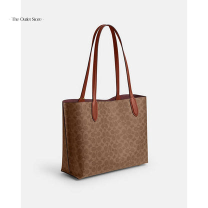 Coach Willow Signature Canvas Tote Bag C0693 Tan Rust – Side View