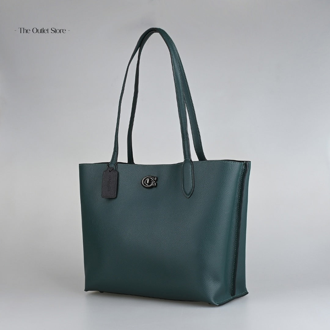 Coach Willow Tote Bag C0689 Pewter Forest – Angled View
