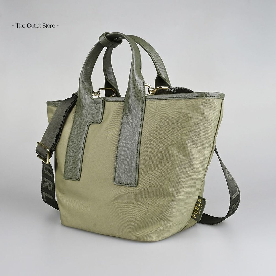 Furla Piuma Tote Bag M WB01269 Vetiver Ballerina Sage – Angled View